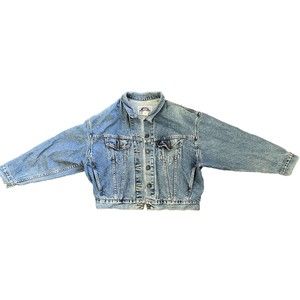 LEVI'S Denim Jean Jacket Vintage USA Trucker 527 Button Women's L Rare Blank Tag